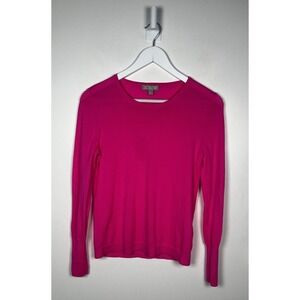 J. CREW Hot Pink 100% Merino Wool Crew Neck Long Sleeve Sweater Size Small